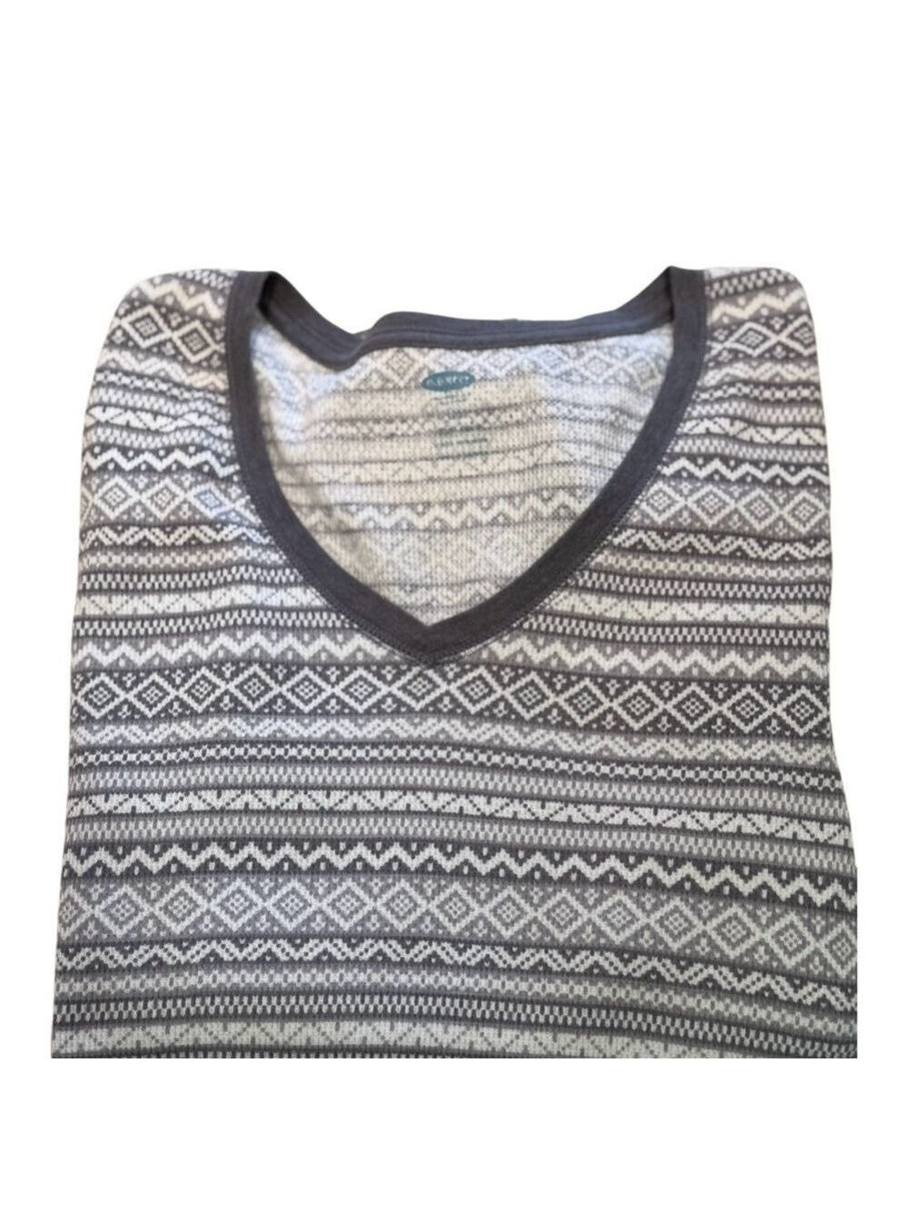 Old Navy Women's Grey Striped Thermal Sleep Shirt Large - Picture 4 of 8